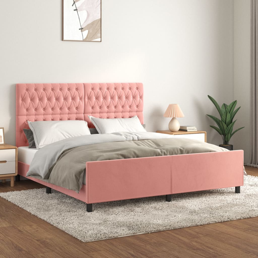 Cadre de lit avec tête de lit Rose 180x200 cm Velours