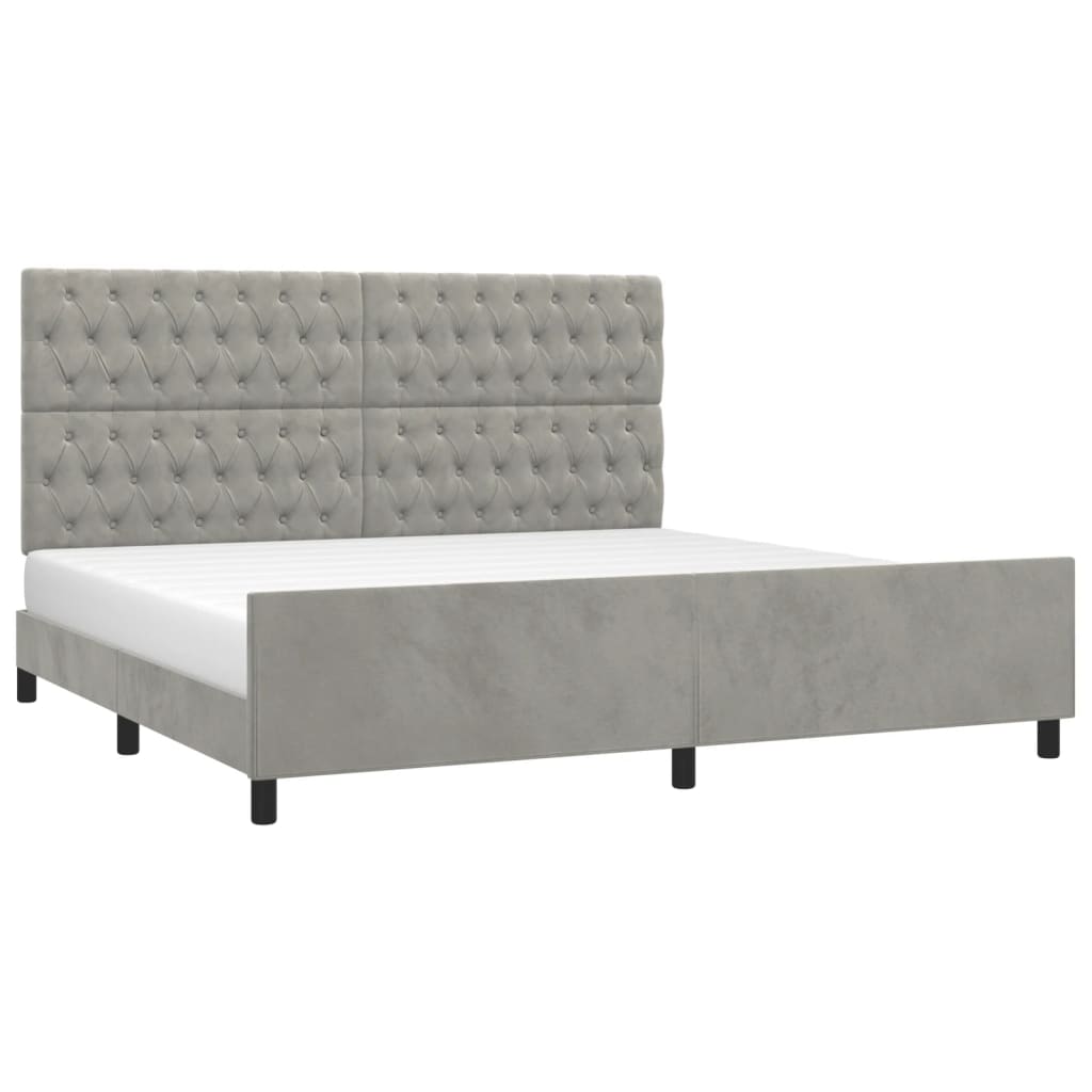 vidaXL Bedframe zonder matras 200x200 cm fluweel lichtgrijs afbeelding