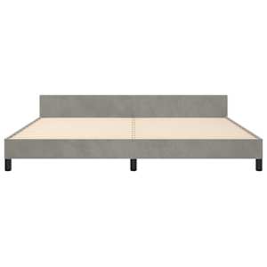 Rám postele bez matrace světle šedý 200 x 200 cm samet - obrázek 6