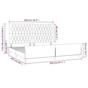 Rám postele bez matrace tmavě šedý 200 x 200 cm samet - obrázek 14
