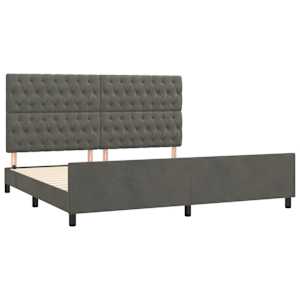 Rám postele bez matrace tmavě šedý 200 x 200 cm samet - obrázek 4