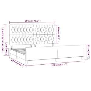 Rám postele bez matrace černý 200 x 200 cm samet - obrázek 14