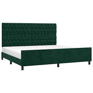 Rám postele bez matrace tmavě zelená 200 x 200 cm samet - obrázek 3
