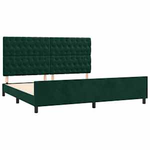 Rám postele bez matrace tmavě zelená 200 x 200 cm samet - obrázek 4