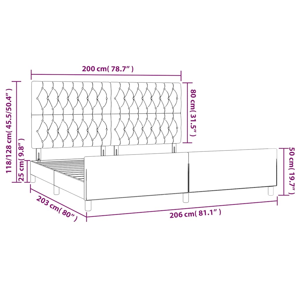 Rám postele bez matrace tmavě modrý 200x200 cm samet - obrázek 14