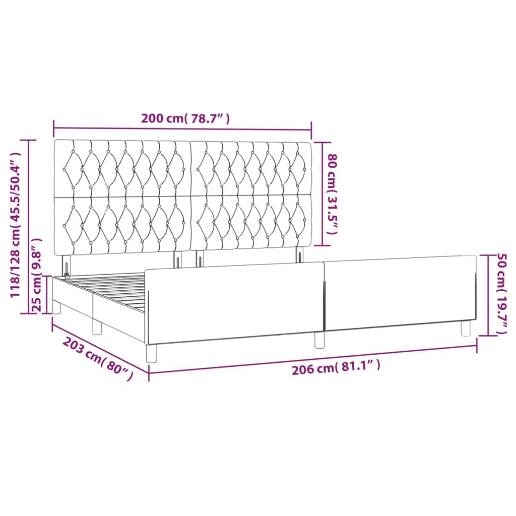 Rám postele s čelem růžový 200x200 cm samet - obrázek 14