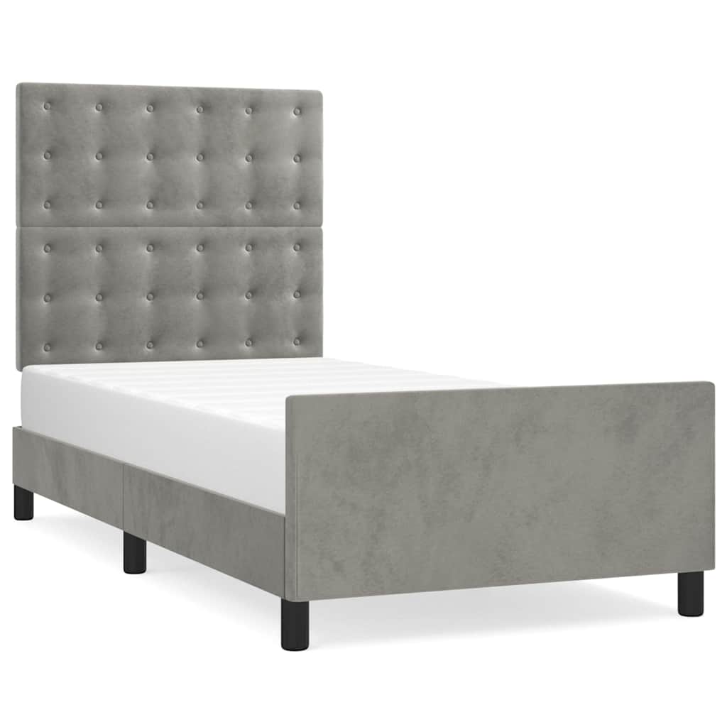 vidaXL Bedframe zonder matras 80x200 cm fluweel lichtgrijs grijs, foto 3