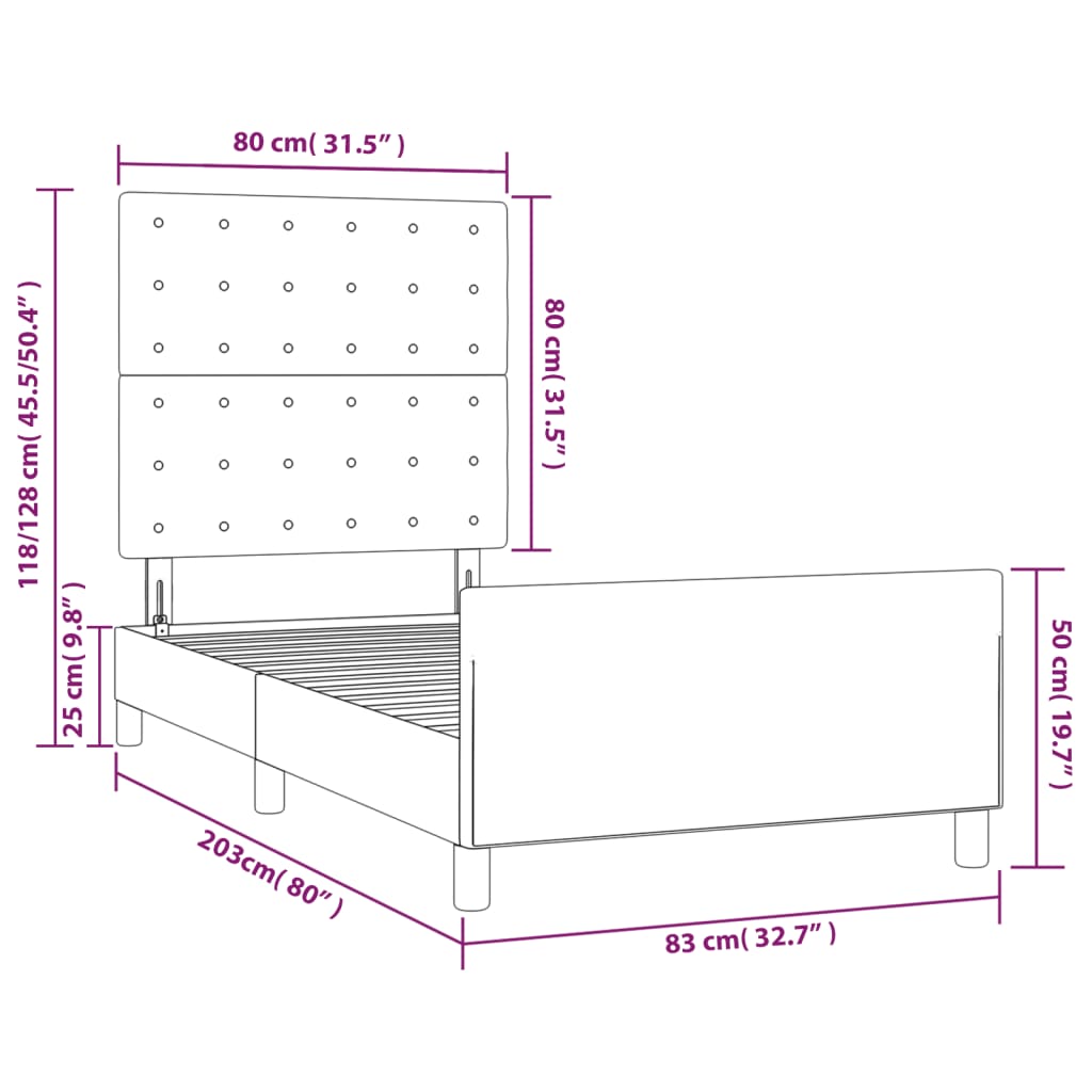 Rám postele bez matrace světle šedá 80 x 200 cm samet - obrázek 14