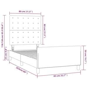 Rám postele bez matrace tmavě šedá 80 x 200 cm samet - obrázek 14