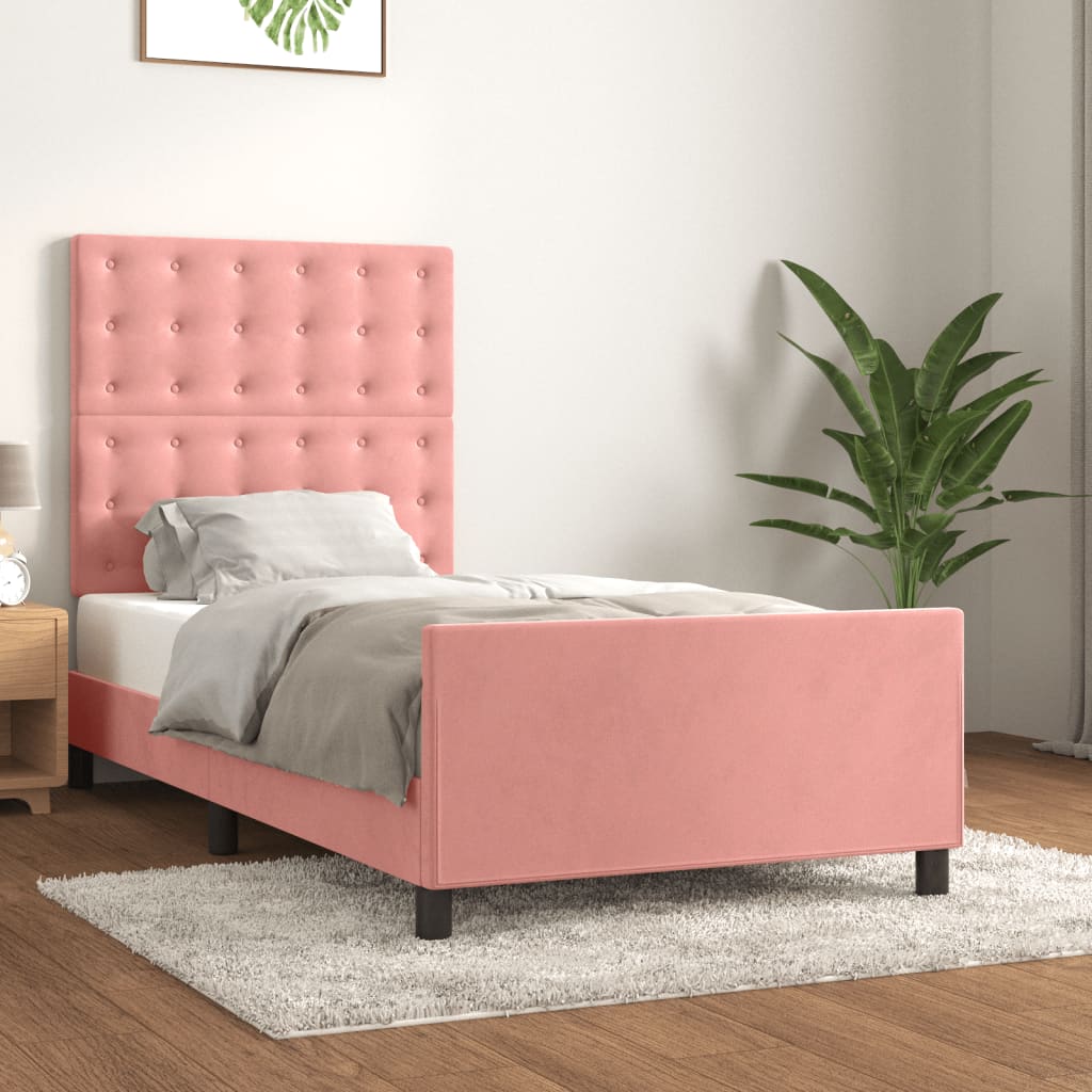 vidaXL Cadre de lit avec tête de lit Rose 80x200 cm Velours