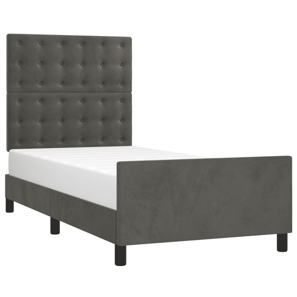 vidaXL Bedframe zonder matras 90x200 cm fluweel donkergrijs afbeelding