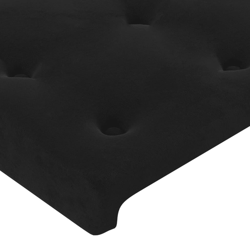 fekete bársony ágykeret fejtámlával 90x200 cm