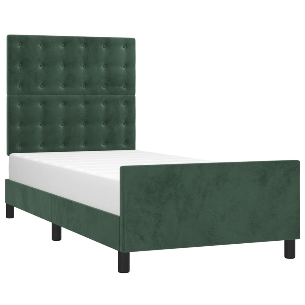 vidaXL Bedframe zonder matras 90x200 cm fluweel donkergroen afbeelding