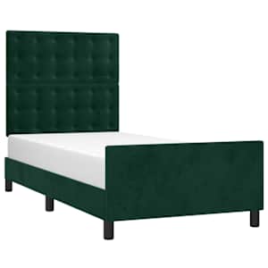 Rám postele bez matrace tmavě zelená 90 x 200 cm samet - obrázek 3