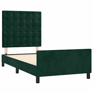 Rám postele bez matrace tmavě zelená 90 x 200 cm samet - obrázek 4