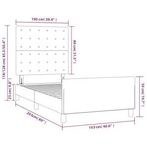 Rám postele bez matrace tmavě šedá 100 x 200 cm samet - obrázek 14