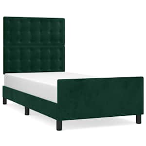 Rám postele bez matrace tmavě zelená 100 x 200 cm samet - obrázek 2