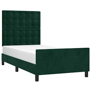 Rám postele bez matrace tmavě zelená 100 x 200 cm samet - obrázek 3