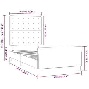 Rám postele bez matrace tmavě zelená 100 x 200 cm samet - obrázek 12