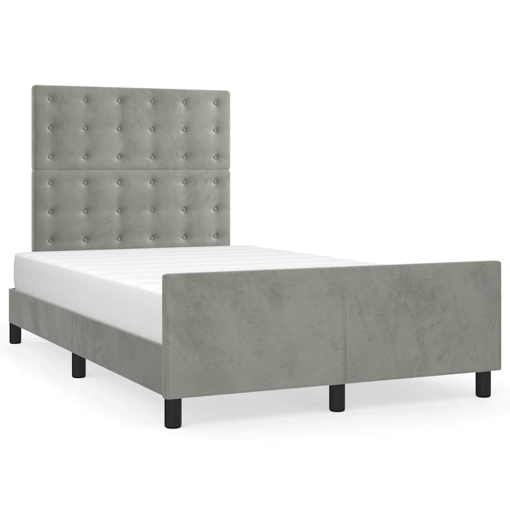 vidaXL Bedframe zonder matras 120x200 cm fluweel lichtgrijs grijs, foto 3
