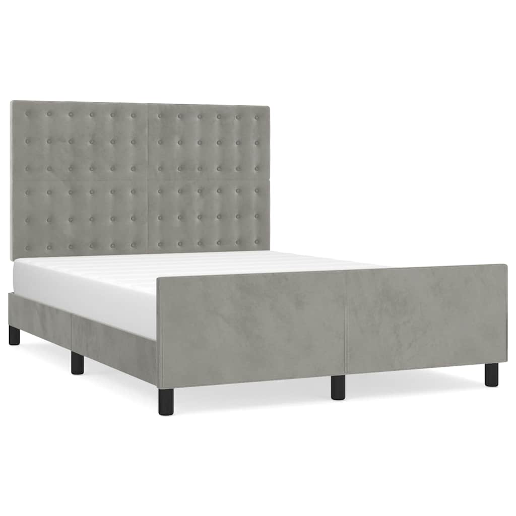 vidaXL Bedframe zonder matras 140x190 cm fluweel lichtgrijs grijs, foto 3