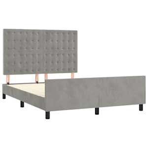 Rám postele bez matrace světle šedý 140 x 190 cm samet - obrázek 4
