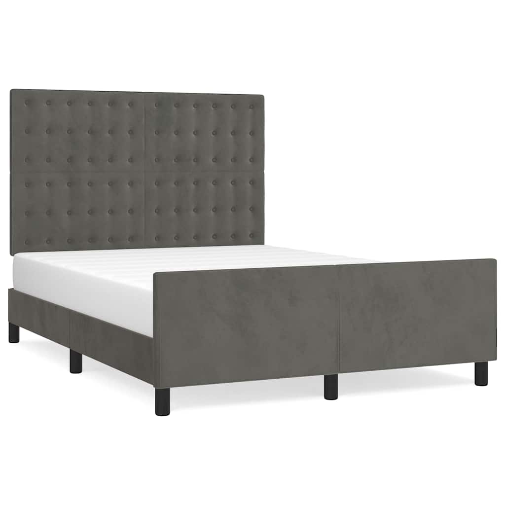 vidaXL Bedframe zonder matras 140x190 cm fluweel donkergrijs grijs, foto 3