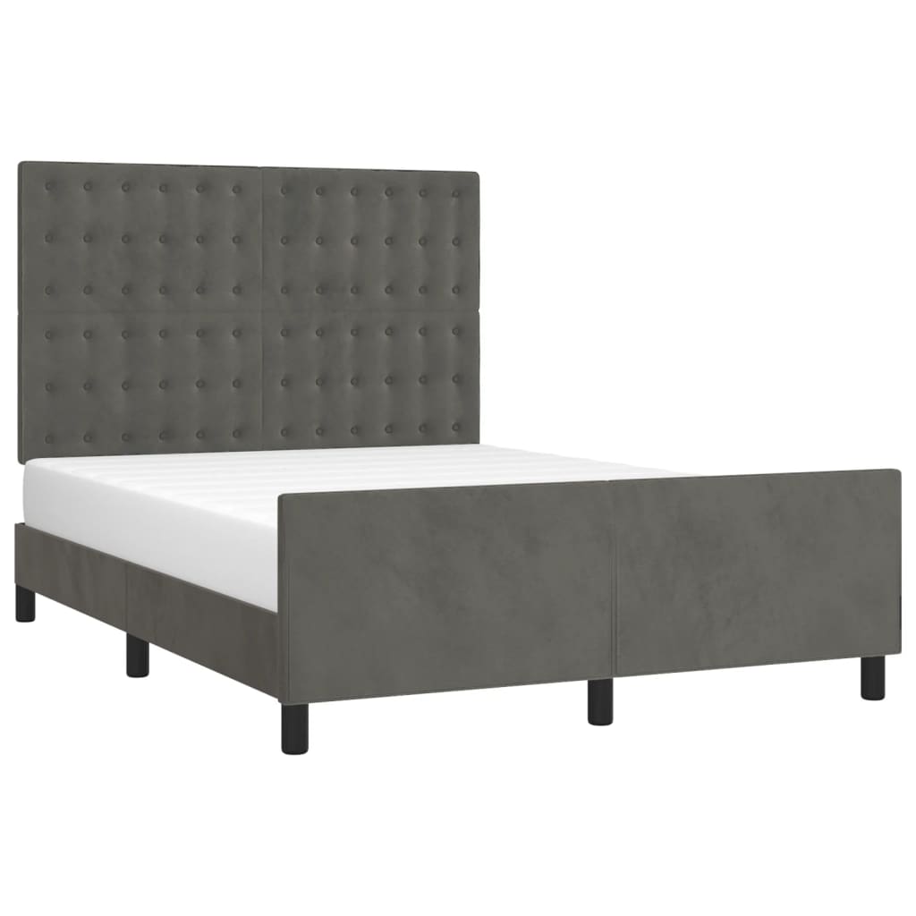 vidaXL Bedframe zonder matras 140x190 cm fluweel donkergrijs afbeelding