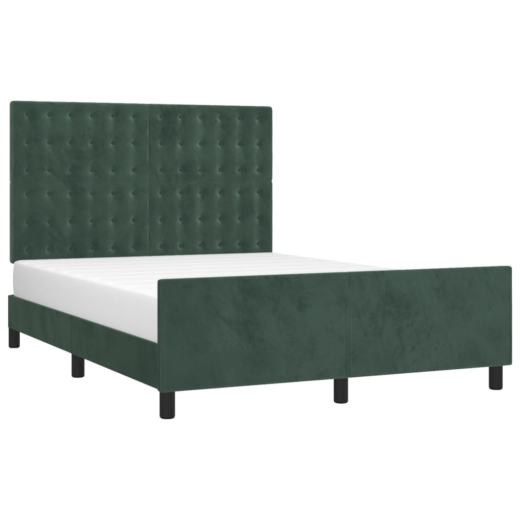vidaXL Bedframe zonder matras 140x190 cm fluweel donkergroen afbeelding