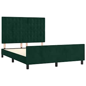 Rám postele bez matrace tmavě zelená 140 x 190 cm samet - obrázek 4