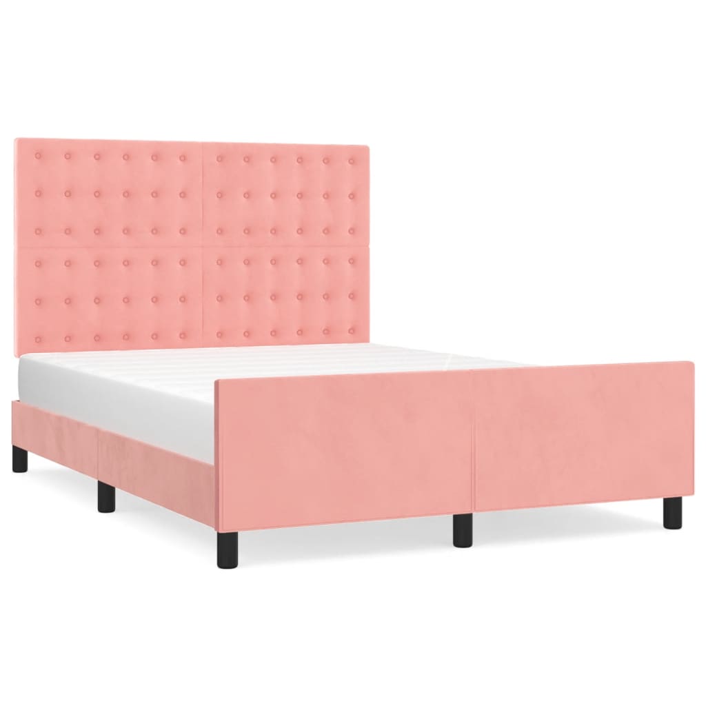 Thumbnail - vidaXL Bettgestell mit Kopfteil Rosa 140x190 cm Samt