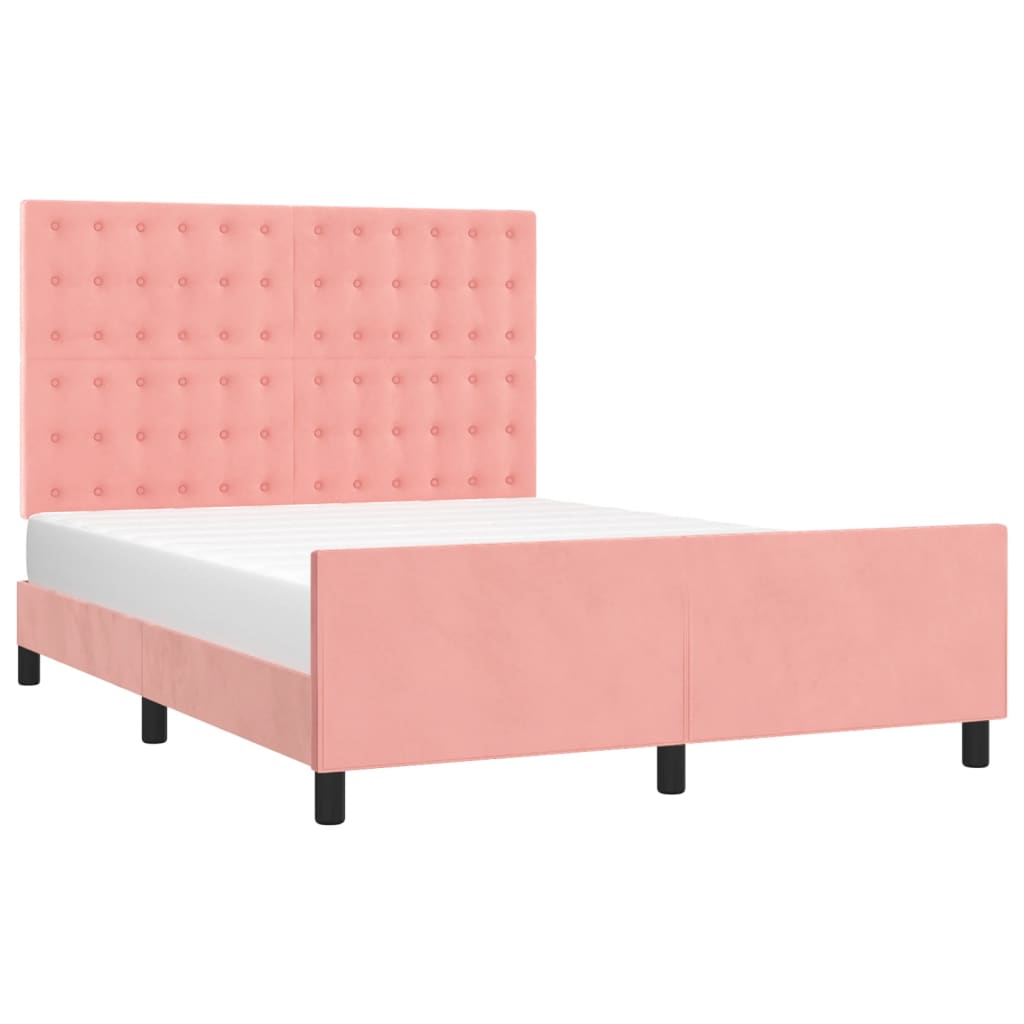 vidaXL Bedframe met hoofdeinde fluweel roze 140x190 cm afbeelding
