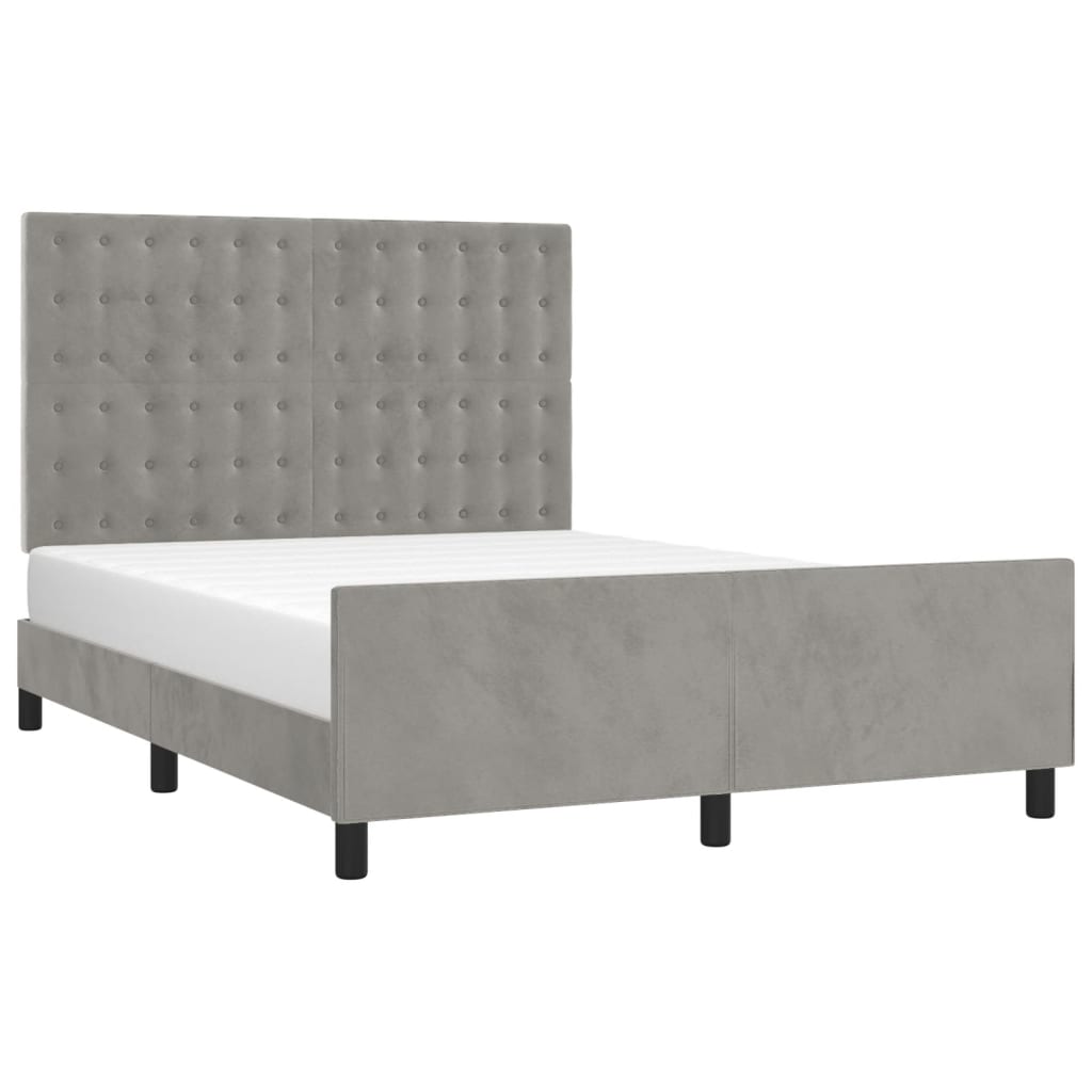 vidaXL Bedframe zonder matras 140x200 cm fluweel lichtgrijs afbeelding
