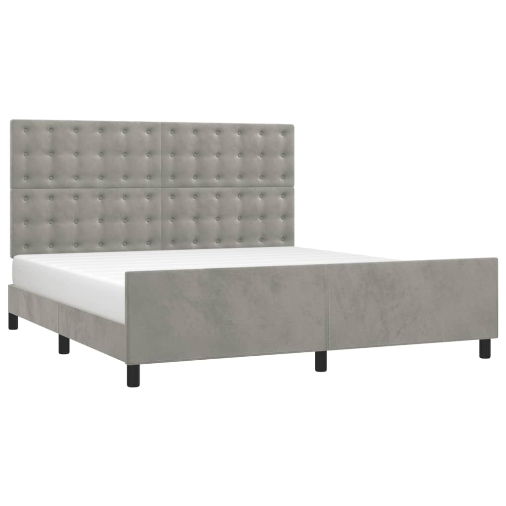 vidaXL Bedframe zonder matras 160x200 cm fluweel lichtgrijs afbeelding