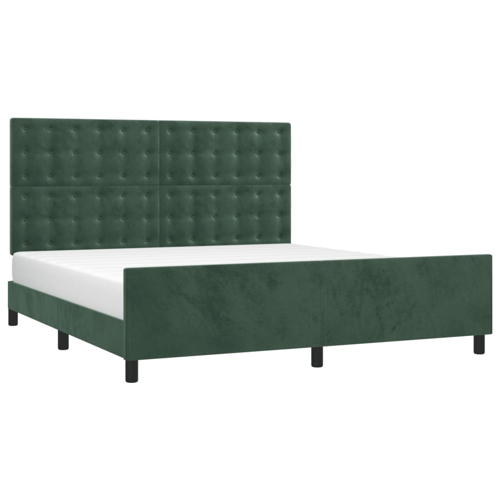 vidaXL Bedframe zonder matras 160x200 cm fluweel donkergroen afbeelding