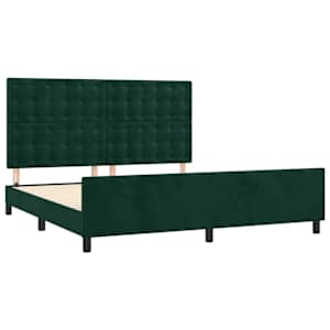 Rám postele bez matrace tmavě zelená 160 x 200 cm samet - obrázek 4