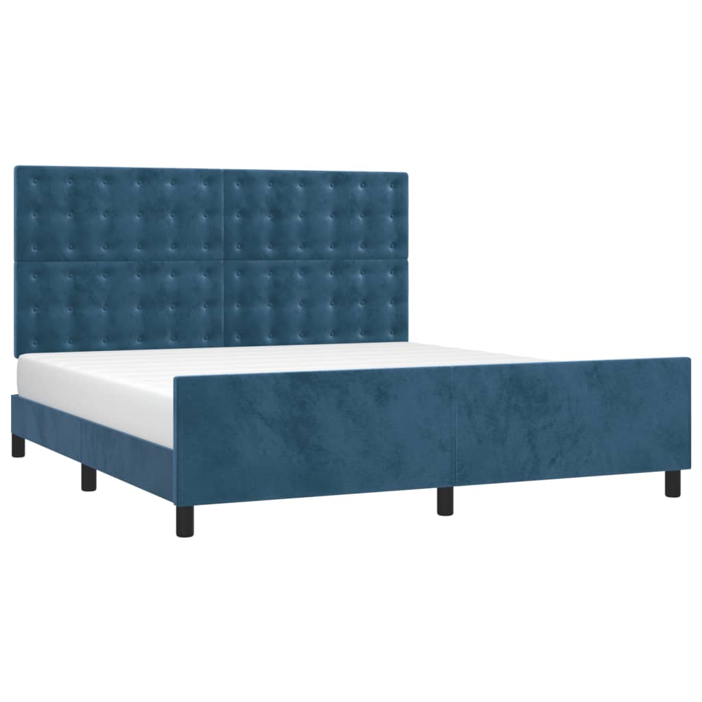 vidaXL Bedframe zonder matras 160x200 cm fluweel donkerblauw afbeelding