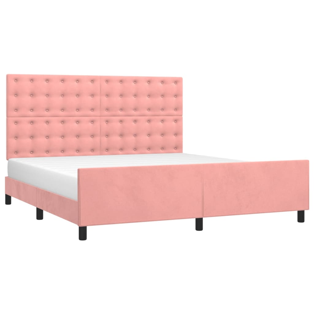 vidaXL Bedframe met hoofdeinde fluweel roze 160x200 cm afbeelding