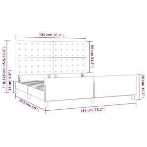 Rám postele s čelem tmavě modrý 180x200 cm samet - obrázek 14