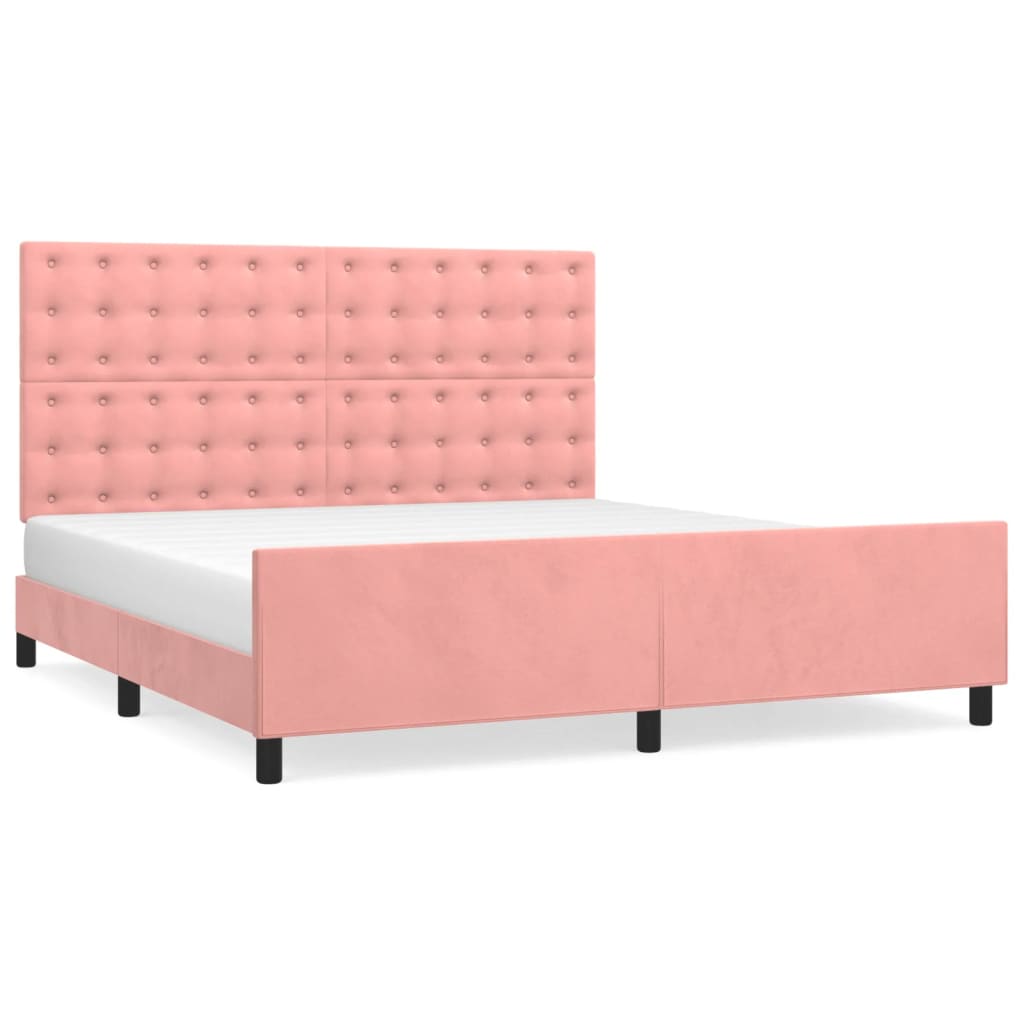 Thumbnail - vidaXL Bettgestell mit Kopfteil Rosa 180x200 cm Samt