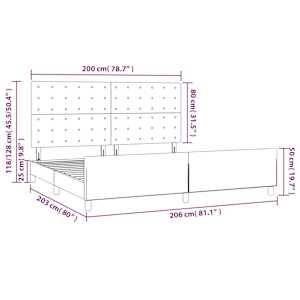 Rám postele bez matrace světle šedý 200 x 200 cm samet - obrázek 14