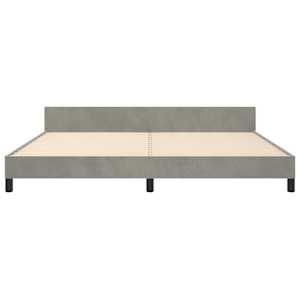Rám postele bez matrace světle šedý 200 x 200 cm samet - obrázek 6