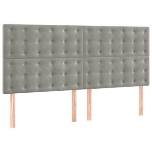 Rám postele bez matrace světle šedý 200 x 200 cm samet - obrázek 8