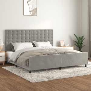 Posteljni okvir brez vzmetnice svetlo siv 200x200 cm žamet