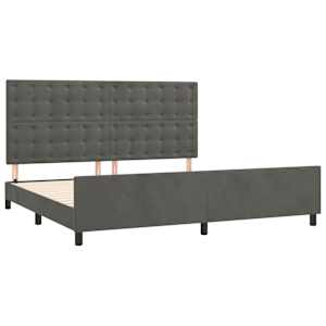 Rám postele bez matrace tmavě šedý 200 x 200 cm samet - obrázek 4