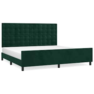 Rám postele bez matrace tmavě zelená 200 x 200 cm samet - obrázek 2