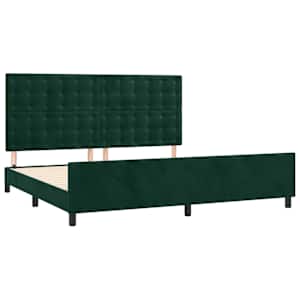 Rám postele bez matrace tmavě zelená 200 x 200 cm samet - obrázek 4
