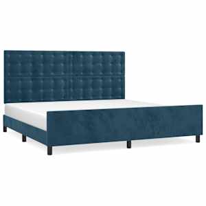 Rám postele bez matrace tmavě modrý 200x200 cm samet - obrázek 2