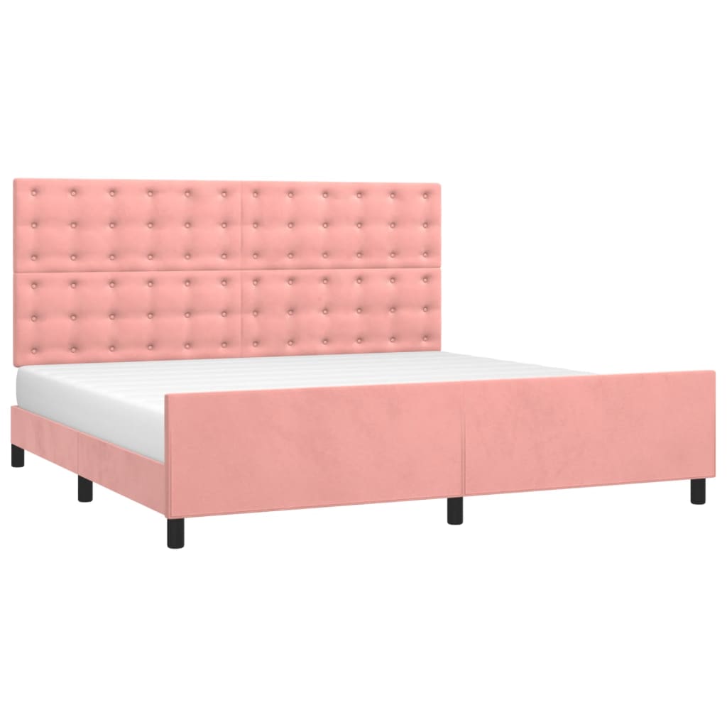 Thumbnail - vidaXL Bettgestell mit Kopfteil Rosa 200x200 cm Samt