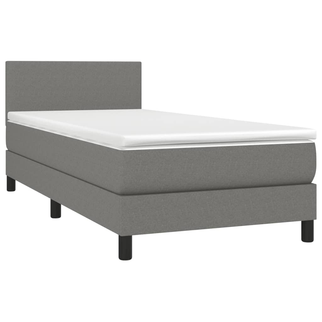 Sötétszürke szövet rugós ágy matraccal 80 x 200 cm 